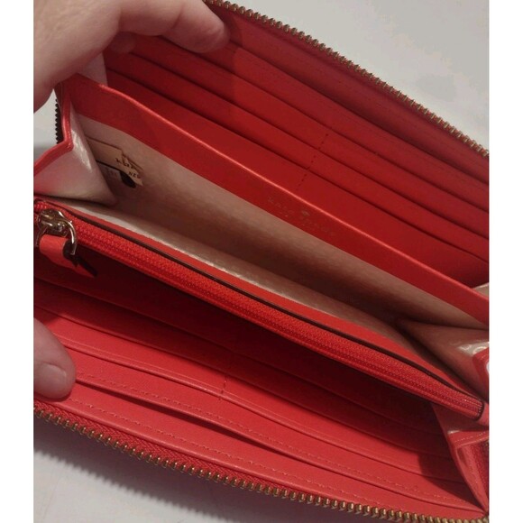 Kate Spade Neda Wallet Watermelon Zip Around Multi-Compartment Brass Zipper 4x8 - Picture 9 of 11